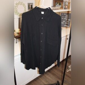 Black Button Front Oversized Shirt 🖤